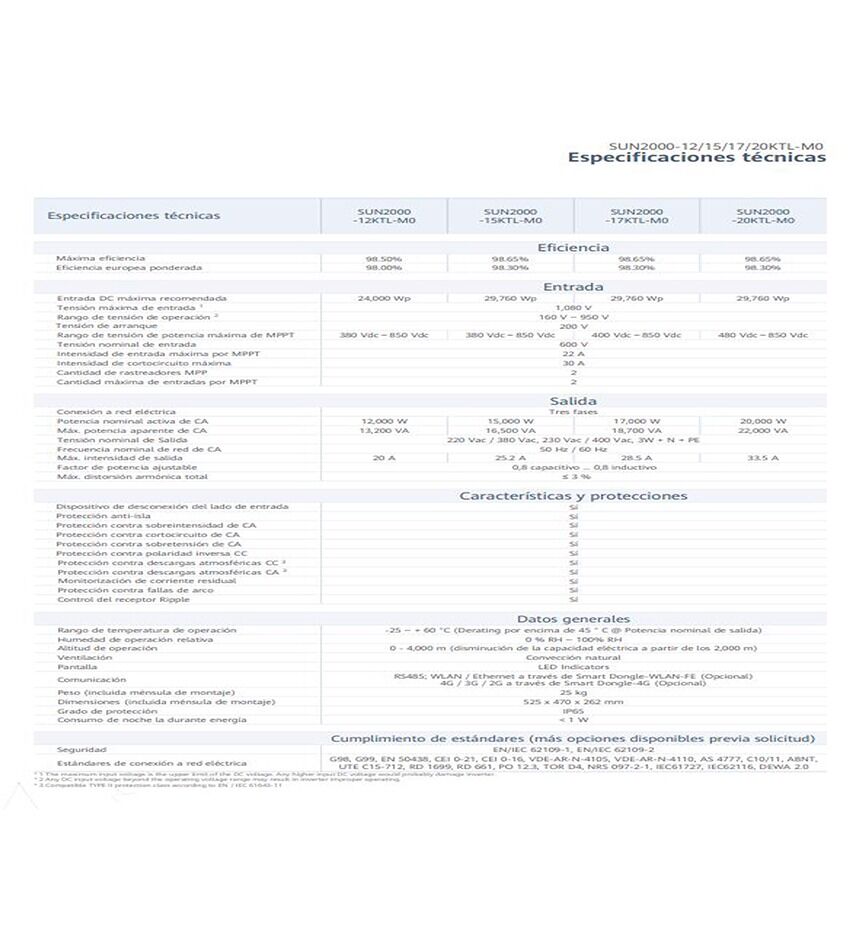 Inversor Huawei Trifásico Híbrido SUN2000-10KTL-M1 10kW - Imagen 4