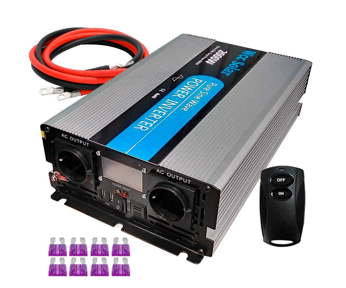Inversor solar 2000w 12v Onda pura LCD + Mando + Cables de 16mm2 WccSolar 1 plusenergy-inversor-onda-pura-2000w-2.jp