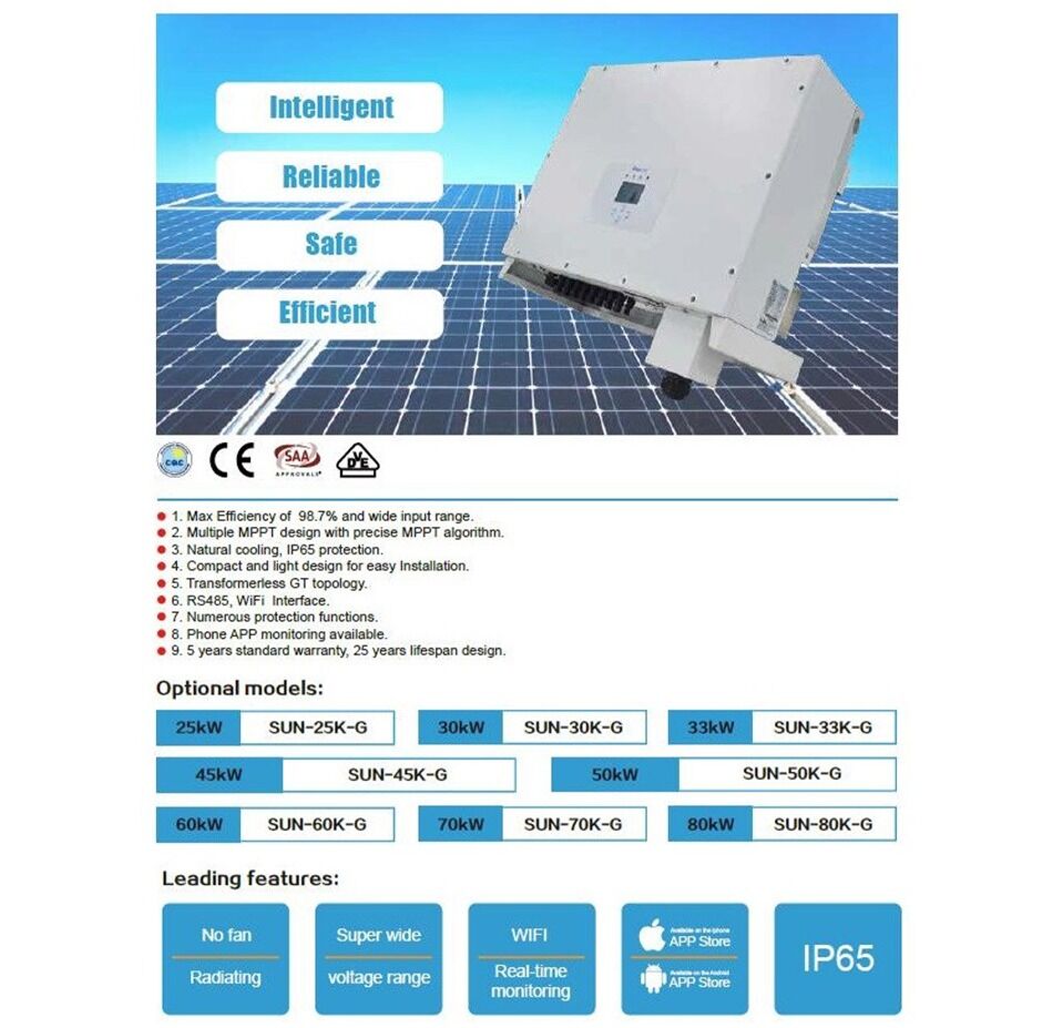Inversor solar 80Kw Trifasico Inyección a red con vertido cero 380v - Imagen 2