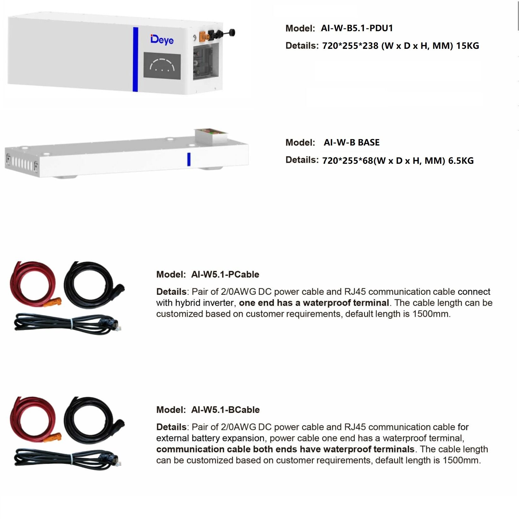 Kit Aiw-B BMS + Base y Cables 48V DEYE 2 Kit Aiw-B BMS + Base y Cables 48V DEYE - Imagen 2
