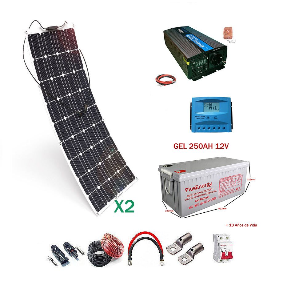 Kit solar 12V Panel Solar Flexible 150W Inversor con mando 1000W 5 2FELX 250AH GEL MANDO.jpg