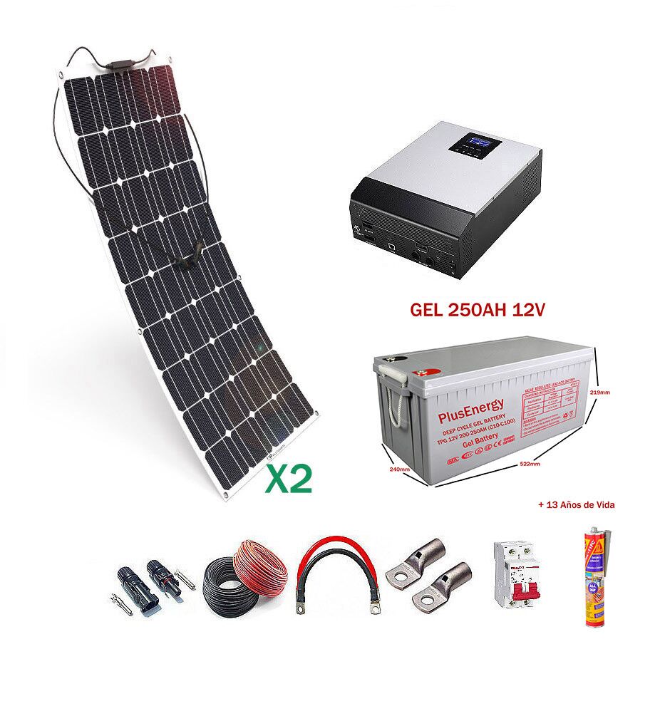 Kit solar 12v Panel Solar Flexible 150W Inversor Multifuncion 1000VA 6 2FLEX 250AH GEL.jpg